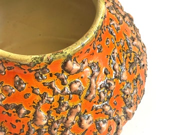 花瓶・フラワースタンド 1970s Tofej Hungary Fat Lava Orange Vase Vintage Hungarian Tofej Lava Glaze Vase Set – Red Volcanic Glaze