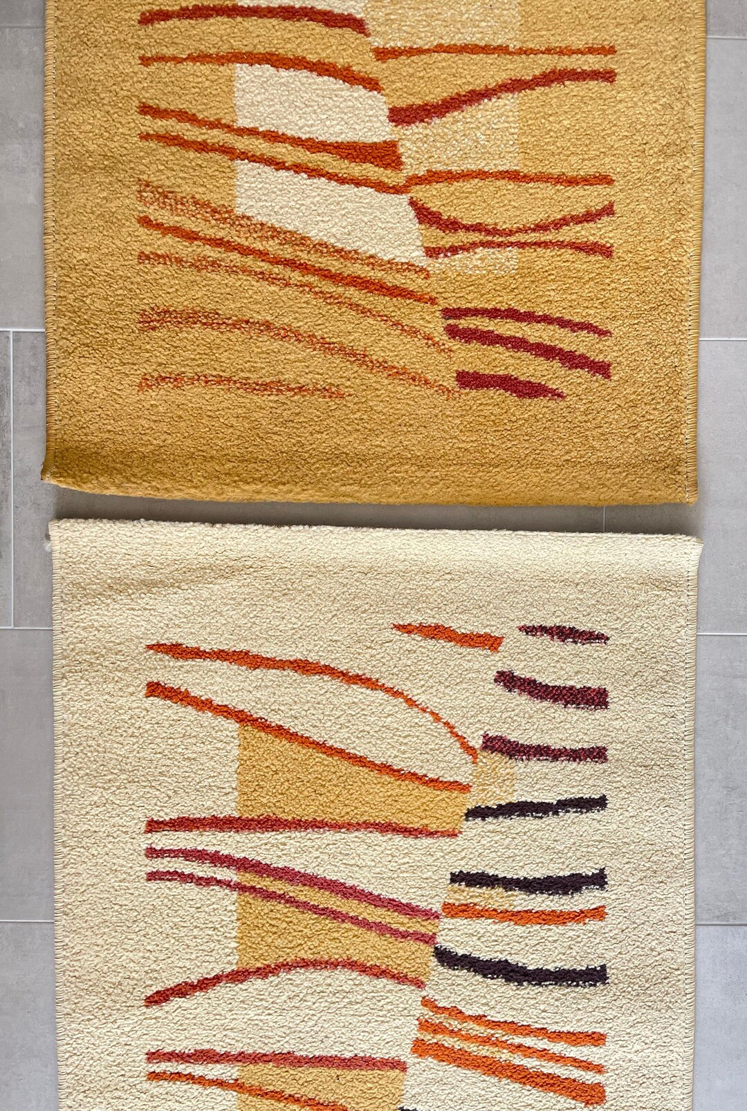 Pair of Mid Century Modern / Retro Rugs With Abstract Etsy