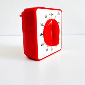Vintage Prim Kitchen Timer: Red White Bauhaus Space Age Design, Czech Collectible