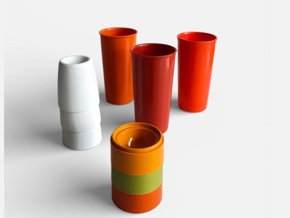 Vintage 1970er Jahre Tupperware Eierbecher: Retro Color Block Küchen Dekor