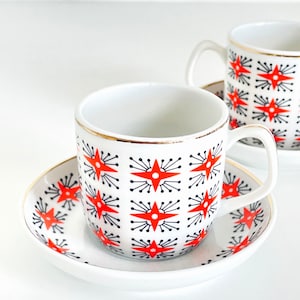 Mid century modern Atomic Age Hungarian Hollohaza Coffee Set – 1960s Geometric Design