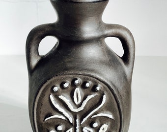 ハンガリーの黒い花瓶 60年代 | フォークアート | 黒い陶器