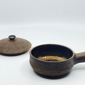 Vintage Laholm Sweden Handled Ceramic Bowl with Lid – Mid-Century Scandinavian Design