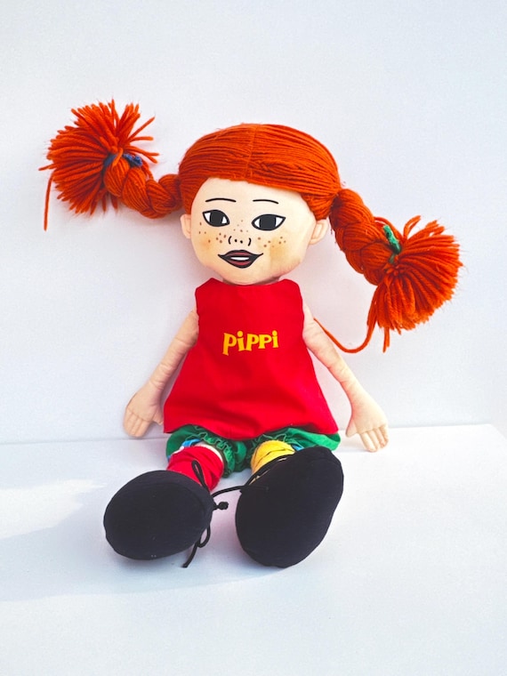 Pippi 7” Pippi Longstocking Plush Doll Vintage Toy Girl Orange