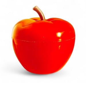 Large Vintage Apple-Shaped Plastic Box - Made in Czechoslovakia - 1970s Retro Decor