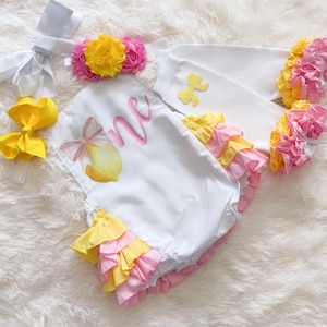 Mädchen Erster Geburtstag Zitronen Outfit - Mädchen Limonade 1. Geburtstag Strampler - Mädchen Zitrone 1. Geburtstag Einladung - Limonade erster Geburtstag