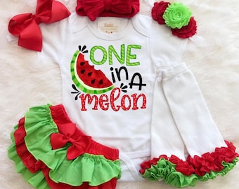 Traje de sandía roja para primer cumpleaños - Traje de sandía para primer cumpleaños - Niñas, un traje de melón, invitaciones para el primer cumpleaños de una niña con un melón