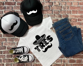 boys 3rd birthday shirt - boys third birthday shirt - boys tres fiesta birthday shirt - Boys tres taco birthday shirt - boys tres shirt