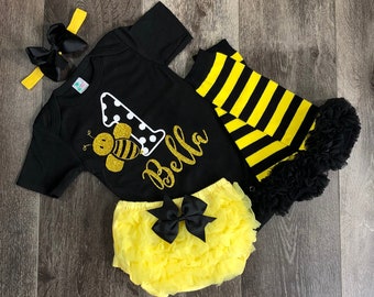 girl bumble bee 1st birthday -  girl bumble bee costume - bumble bee 1st birthday theme - girl bee 1st birthday outfit - bee birthday shirt