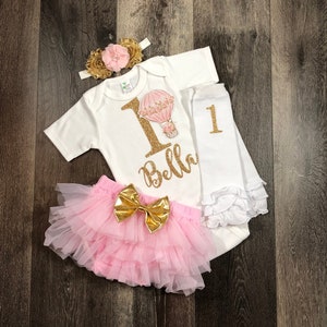 hot air balloon 1st birthday outfit - girls balloon 1st birthday outfit - hot air balloon 1st birthday theme -  girls 1st birthday outfit