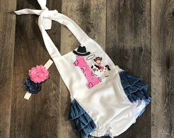 cowgirl 1st birthday outfit -girl pink cowgirl 1st birthday romper - cowgirl first birthday outfit - girl 1st birthday outfit, cowgirl theme