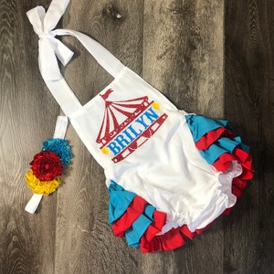 girls circus 1st birthday romper, girls carnival 1st birthday outfit, girls personalized circus1st birthday, circus first birthday