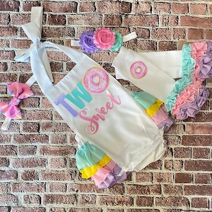 Girls donut 2nd birthday outfit- donut romper - two sweet donut outfit - donut second birthday outfit - donut birthday dress - 2nd birthday