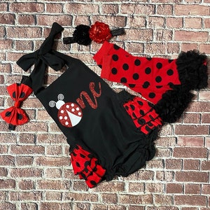 roupa de primeiro aniversário de joaninha menina - macacão de primeiro aniversário de joaninha menina - tema de primeiro aniversário de joaninha vermelha - roupa de primeiro aniversário personalizada para meninas