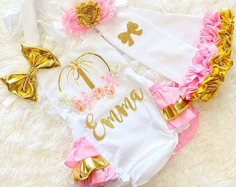 filles citrouille 1er anniversaire tenue - filles automne citrouille 1er anniversaire barboteuse - or rose citrouille 1er anniversaire tenue - fille 1er anniversaire tenue