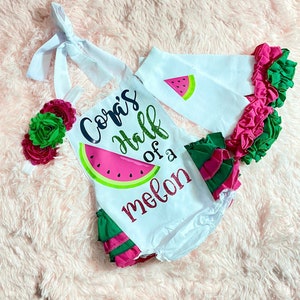 girls donut half birthday outfit -girls donut six month birthday romper - girls half birthday outfit - girl 6 month birthday outfit