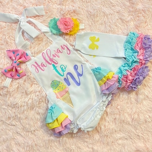 girls ice cream half birthday outfit -girls ice cream six month birthday romper - girls half birthday outfit girl six month birthday outfit