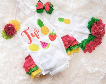twotti fruity girls birthday outfit - girls two fruit birthday outfit  - girls 2nd fruit birthday outfit - twotti fruitti invitation