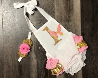 Butterfly 1st birthday outfit -girls butterfly 1st birthday romper - pastel butterfly 1st birthday outfit - butterfly 1st birthday outfit