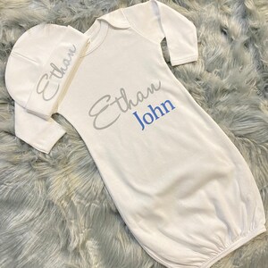 Newborn boys coming home outfit - newborn boys baby gown - newborn boys take home outfit - newborn boys hospital outfit