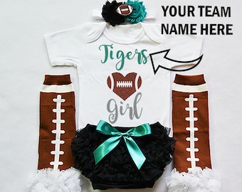 baby girls football outfit - baby football jersey - girls football bodysuit - baby girls college football outfit - girl high school football