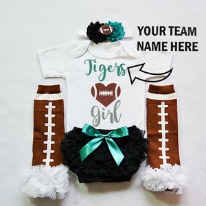 baby girls football outfit - baby football jersey - girls football bodysuit - baby girls college football outfit - girl high school football