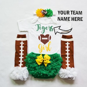 baby girls football outfit - baby football jersey - girls football bodysuit - baby girls college football outfit - girl high school football
