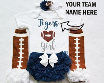 baby girls football outfit - baby football jersey - girls football bodysuit - baby girls college football outfit - girl high school football