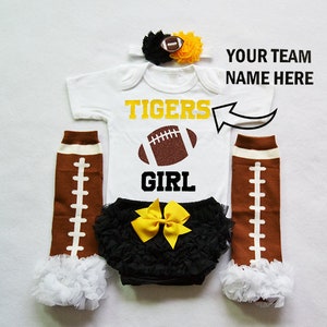 baby girls football outfit - baby football jersey - girls football bodysuit - baby girls college football outfit - girl high school football