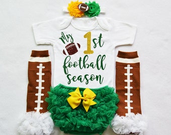 my first football season - my 1st football season - baby girls football outfit - baby football jersey -baby  girls football bodysuit