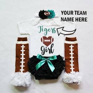 baby girls football outfit - baby football jersey - girls football bodysuit - baby girls college football outfit - girl high school football