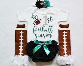 my 1st football season - my first football season - baby girls football outfit - baby football jersey -baby  girls football bodysuit