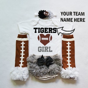 baby girls football outfit - baby football jersey - girls football bodysuit - baby girls college football outfit - girl high school football