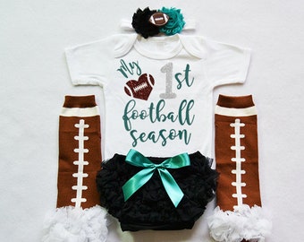 my 1st football season - my first football season - baby girls football outfit - baby football jersey -baby  girls football bodysuit