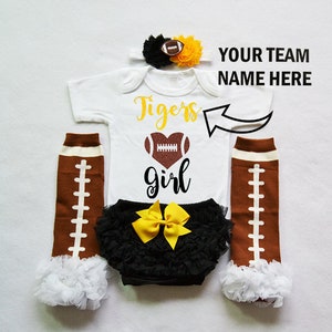 baby girls football outfit - baby football jersey - girls football bodysuit - baby girls college football outfit - girl high school football