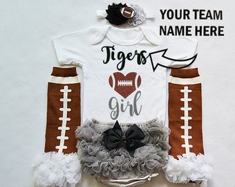 baby girls football outfit - baby football jersey - girls football bodysuit - baby girls college football outfit - girl high school football