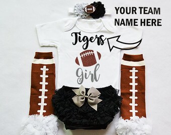 baby girls football outfit - baby football jersey - girls football bodysuit - baby girls college football outfit - girl high school football