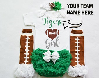 baby girls football outfit - baby football jersey - girls football bodysuit - baby girls college football outfit - girl high school football