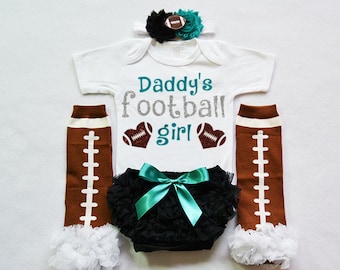 daddys football girl - daddys football buddy - baby girls football outfit - baby football jersey -baby  girls football bodysuit - daddy gift