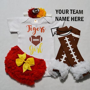 baby girls football outfit - baby football jersey - girls football bodysuit - baby girls college football outfit - girl high school football