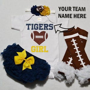 baby girls football outfit - baby football jersey - girls football bodysuit - baby girls college football outfit - girl high school football