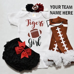 baby girls football outfit - baby football jersey - girls football bodysuit - baby girls college football outfit - girl high school football