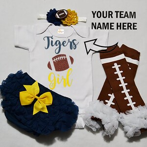 baby girls football outfit - baby football jersey - girls football bodysuit - baby girls college football outfit - girl high school football