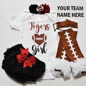baby girls football outfit - baby football jersey - girls football bodysuit - baby girls college football outfit - girl high school football
