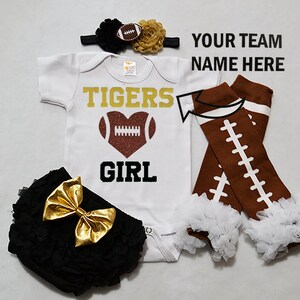baby girls football outfit - baby football jersey - girls football bodysuit - baby girls college football outfit - girl high school football