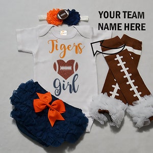 baby girls football outfit - baby football jersey - girls football bodysuit - baby girls college football outfit - girl high school football