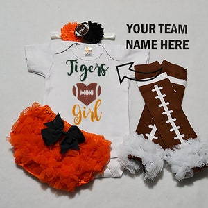 baby girls football outfit - baby football jersey - girls football bodysuit - baby girls college football outfit - girl high school football