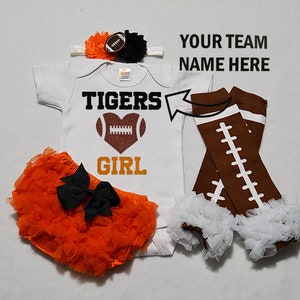 baby girls football outfit - baby football jersey - girls football bodysuit - baby girls college football outfit - girl high school football