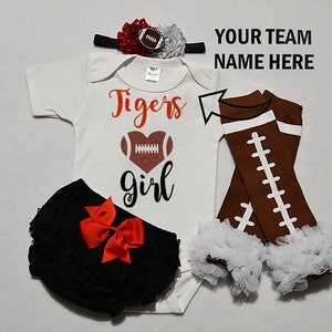baby girls football outfit - baby football jersey - girls football bodysuit - baby girls college football outfit - girl high school football