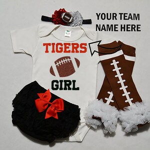baby girls football outfit - baby football jersey - girls football bodysuit - baby girls college football outfit - girl high school football